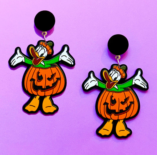 Pumpkin Duck Acrylic Drop Earrings
