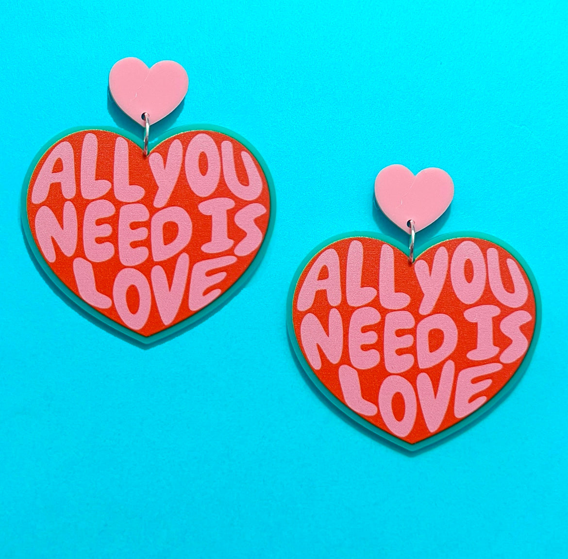 All You Need Is Love Heart Acrylic Drop Earrings