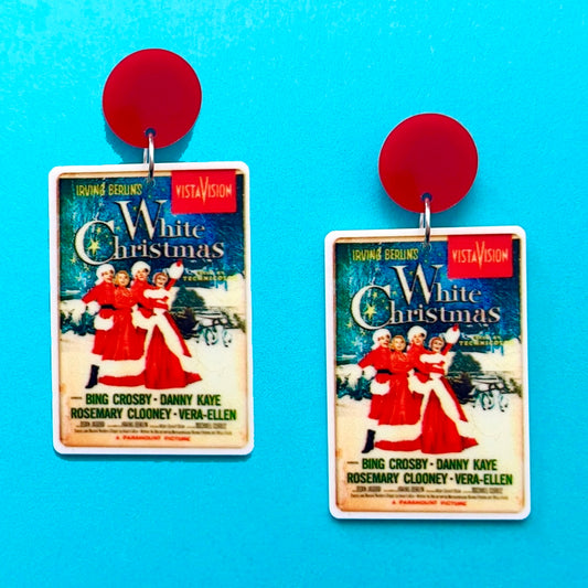 White Christmas Drop Earrings