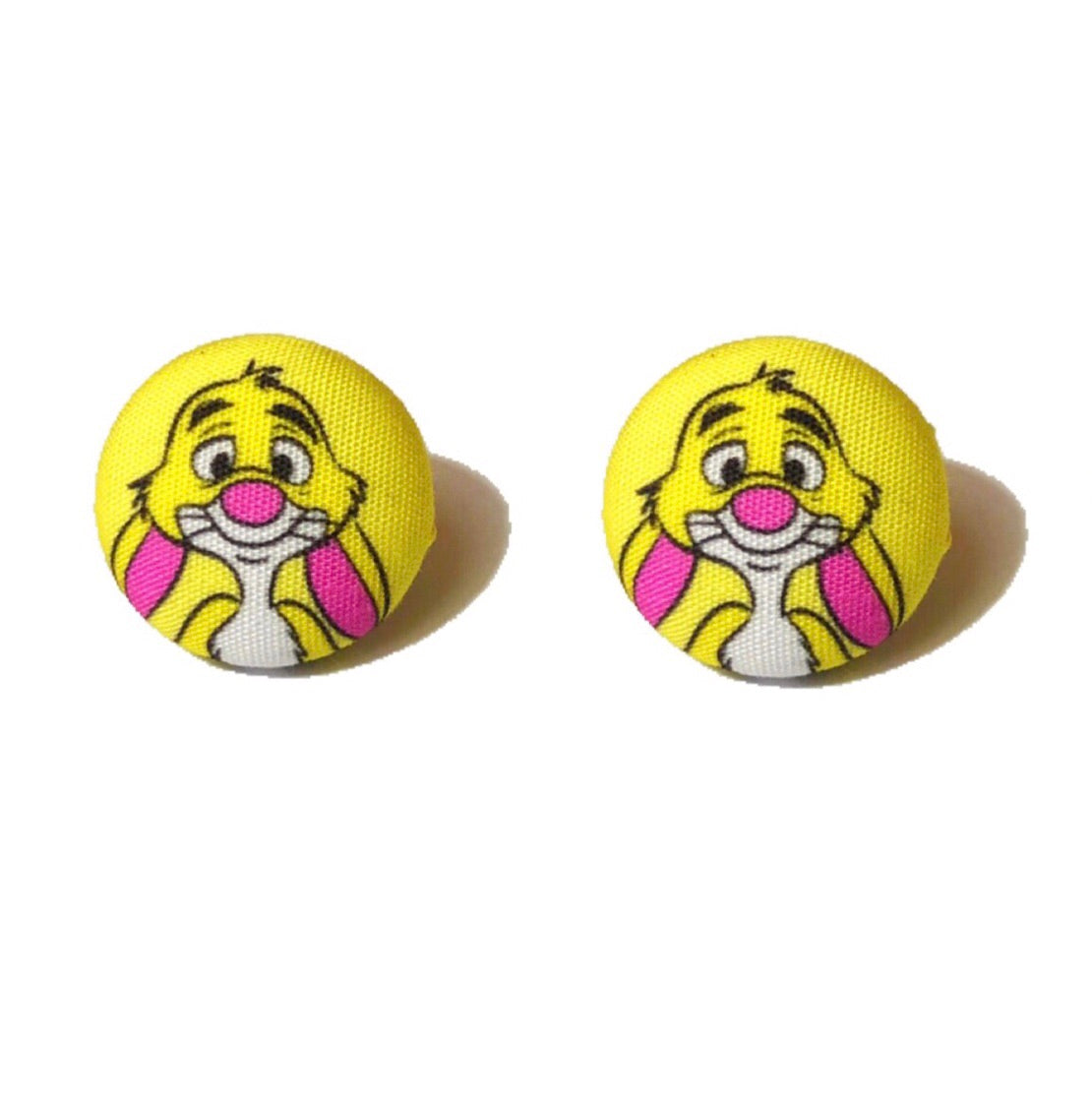 Rabbit Fabric Button Earrings