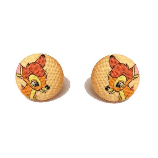 Bambi Fabric Button Earrings