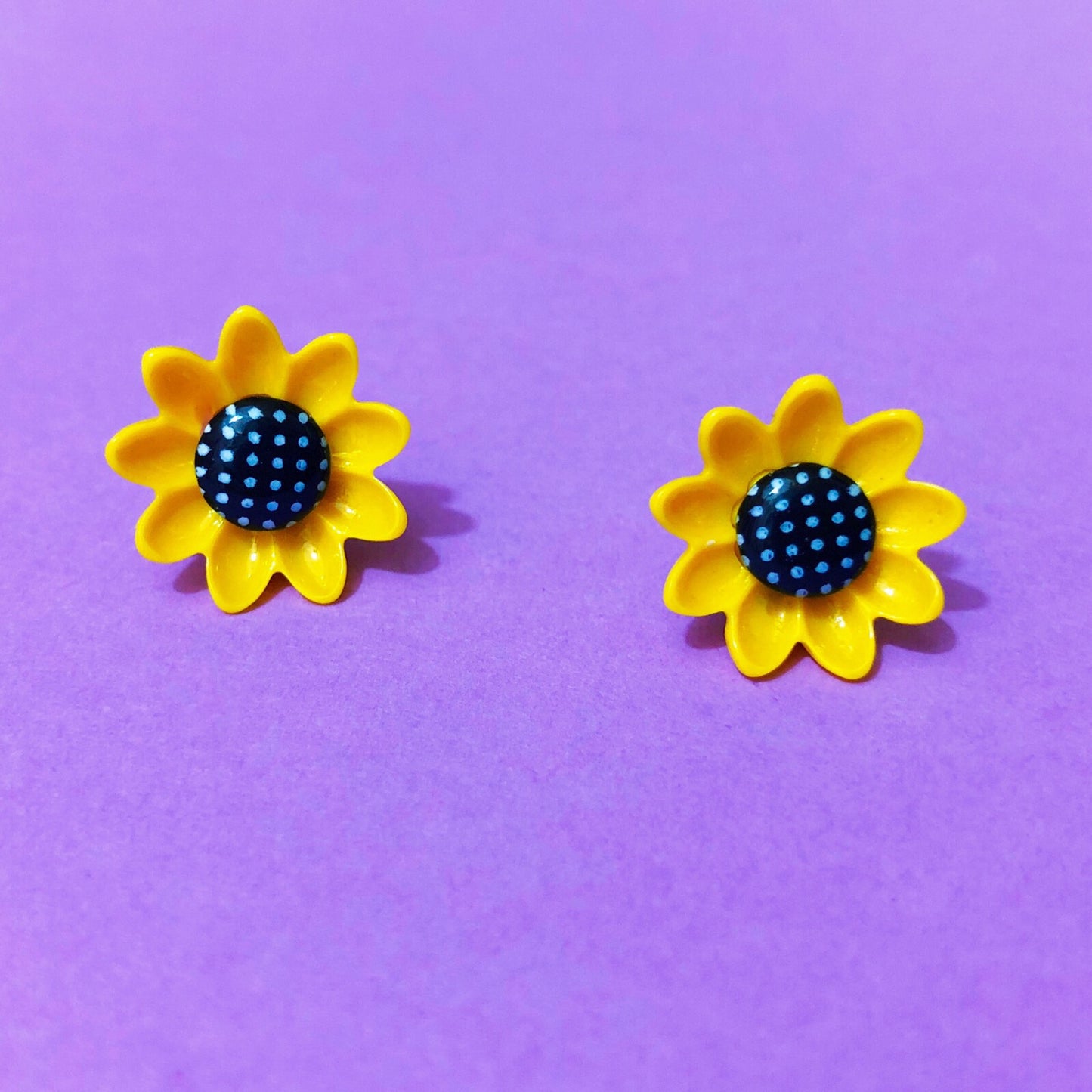 Sunflower Resin Polka Dot Post Earrings