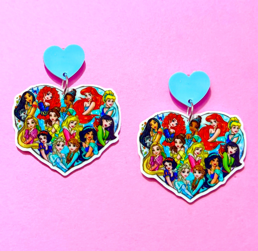 Princess Pals Heart Acrylic Drop Earrings