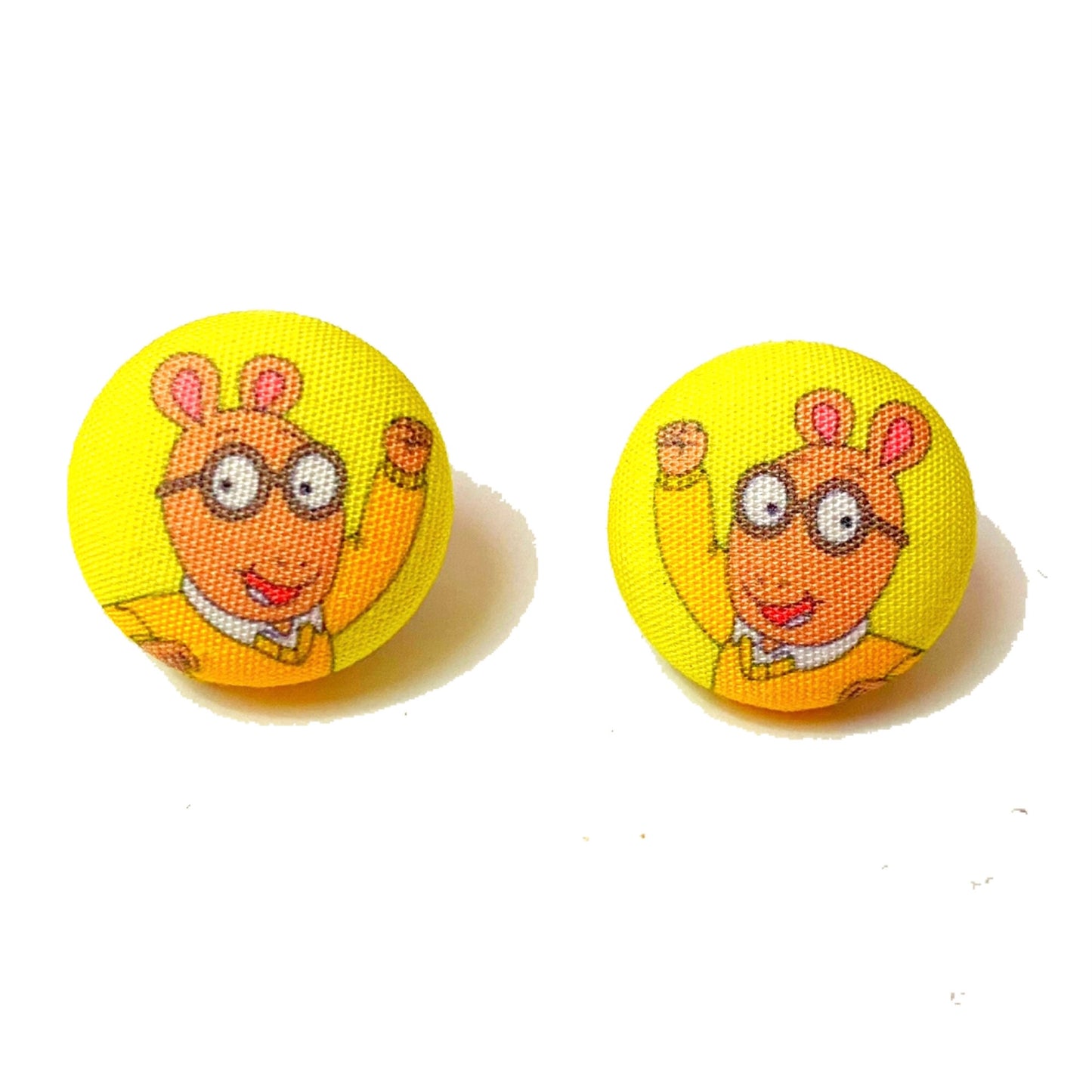 Arthur Inspired Fabric Button Earrings