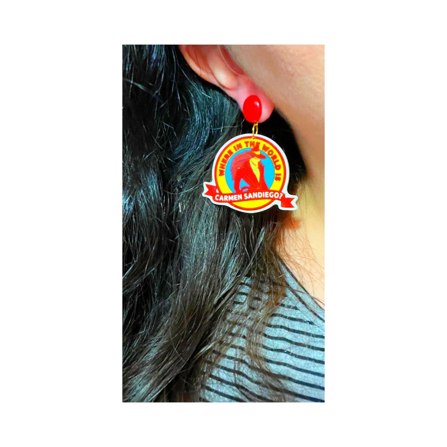 Carmen Sandiego Inspired Acrylic Drop Earrings