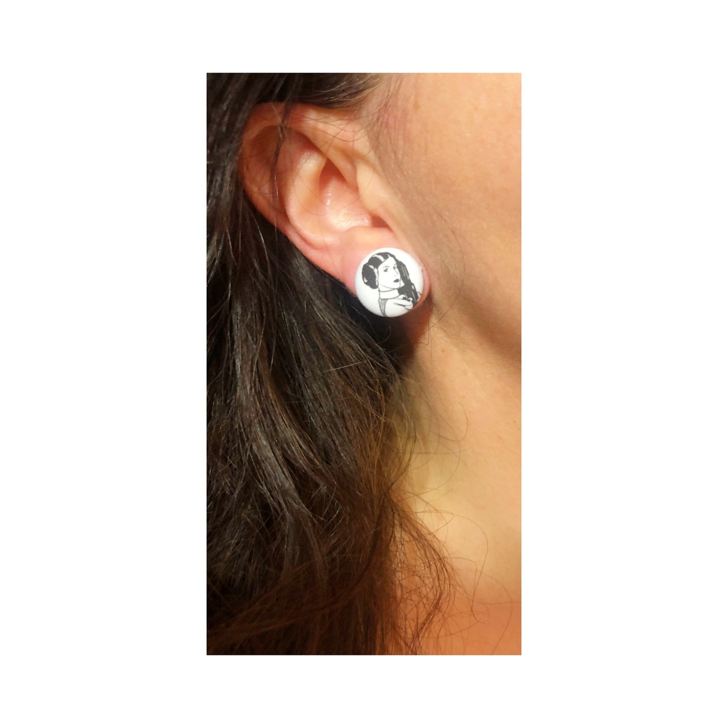 Leia Silhouette Fabric Button Earrings
