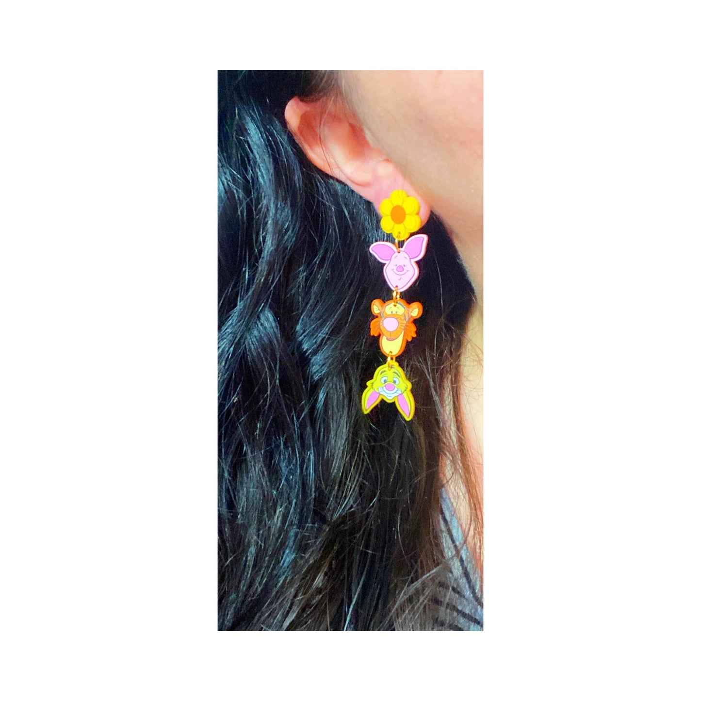 Pooh & Friends Inspired Tiered Acrylic Drop Earrings