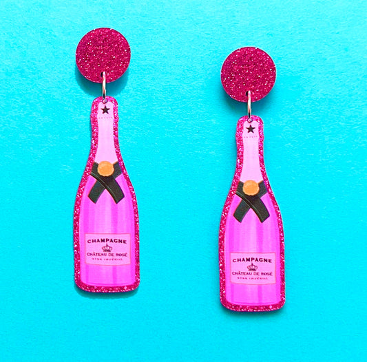 Pink Sparkle Champagne Drop Earrings