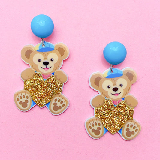 Blue Bear Sparkle Acrylic Drop Earrings