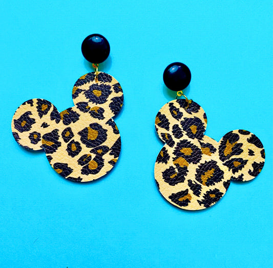 Leopard Print Head Drop Earrings