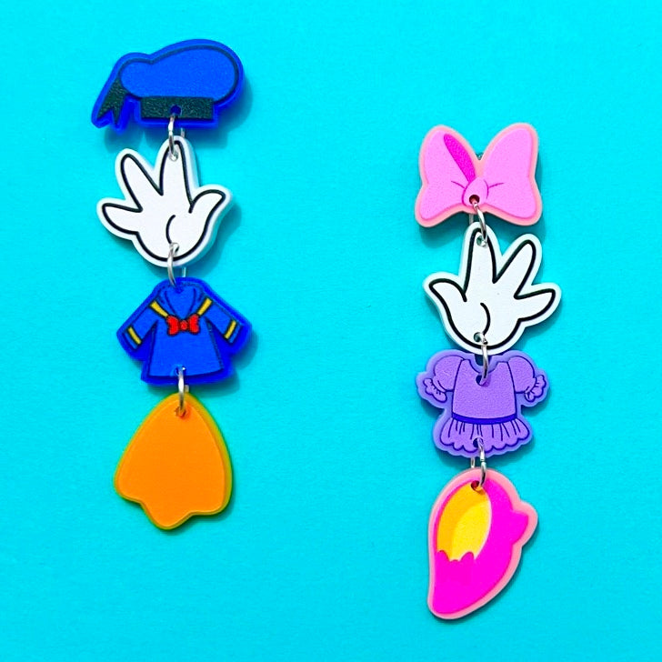 Duck Couple Tiered Drop Earrings