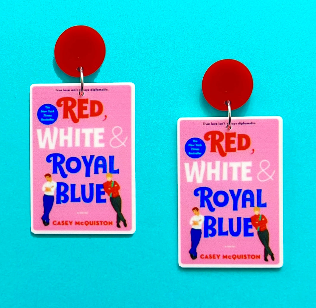 Red, White & Royal Blue Inspired Acrylic Drop Earrings