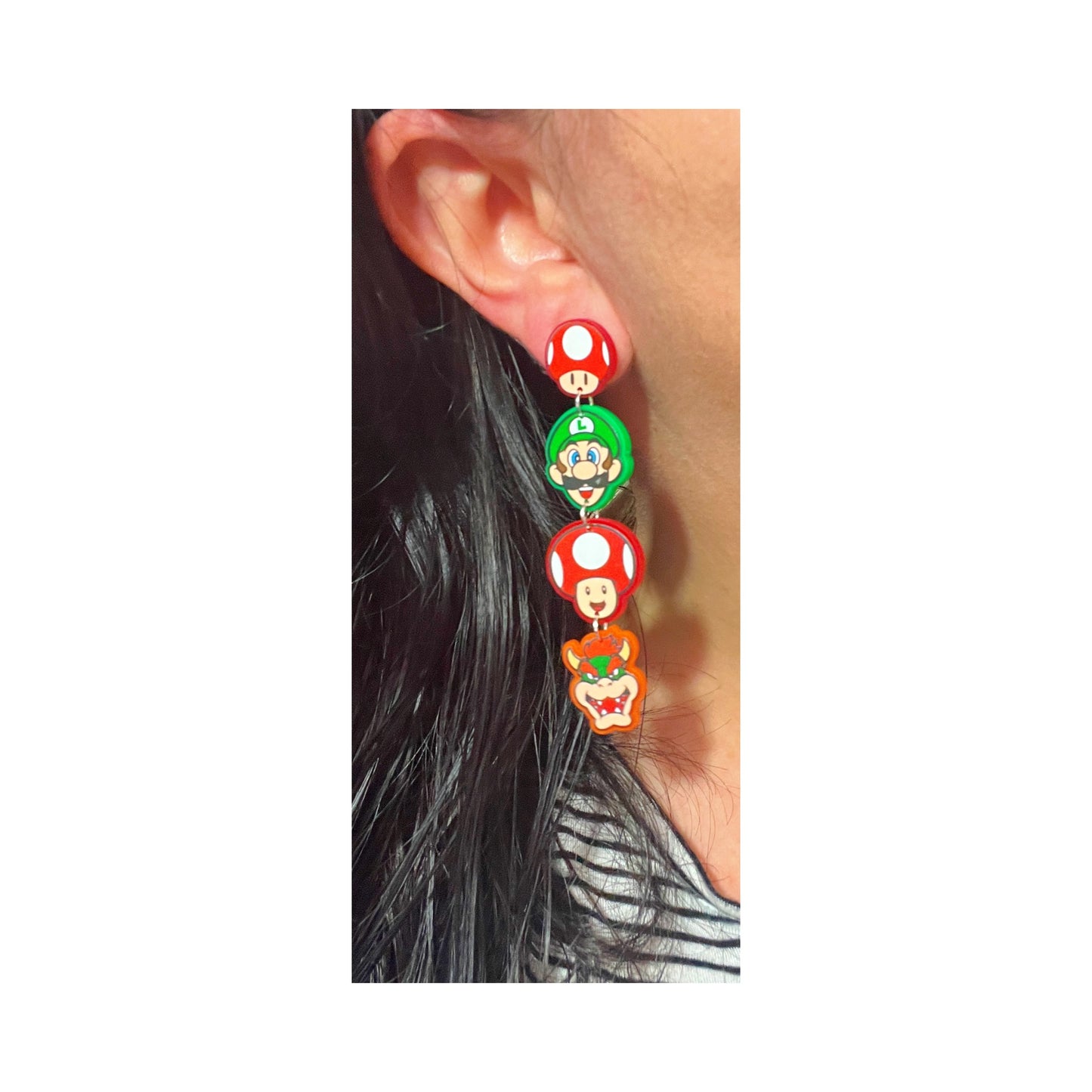 Mario & Friends Tiered Acrylic Drop Earrings