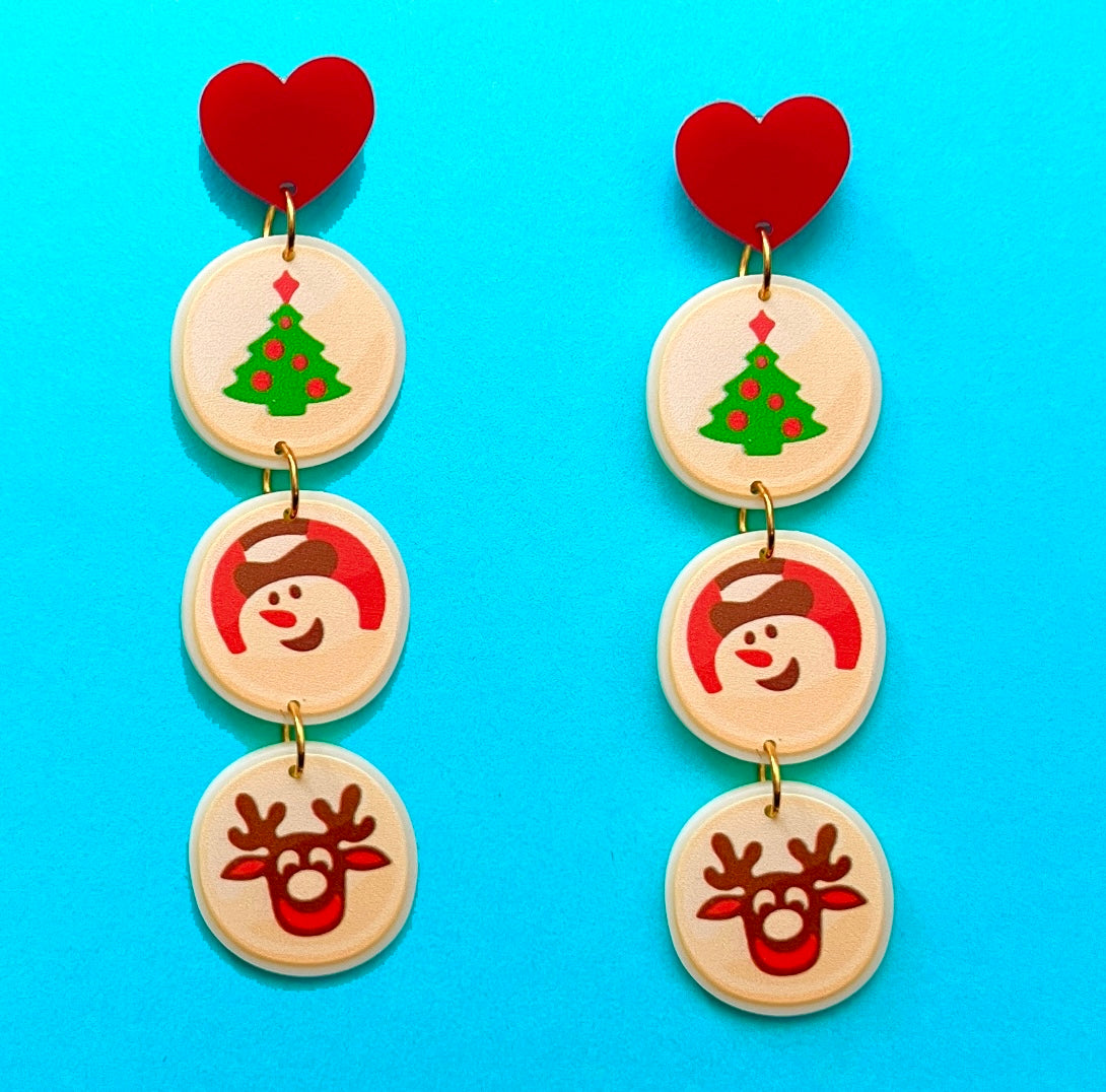 Christmas Cookie Tiered Drop Earrings