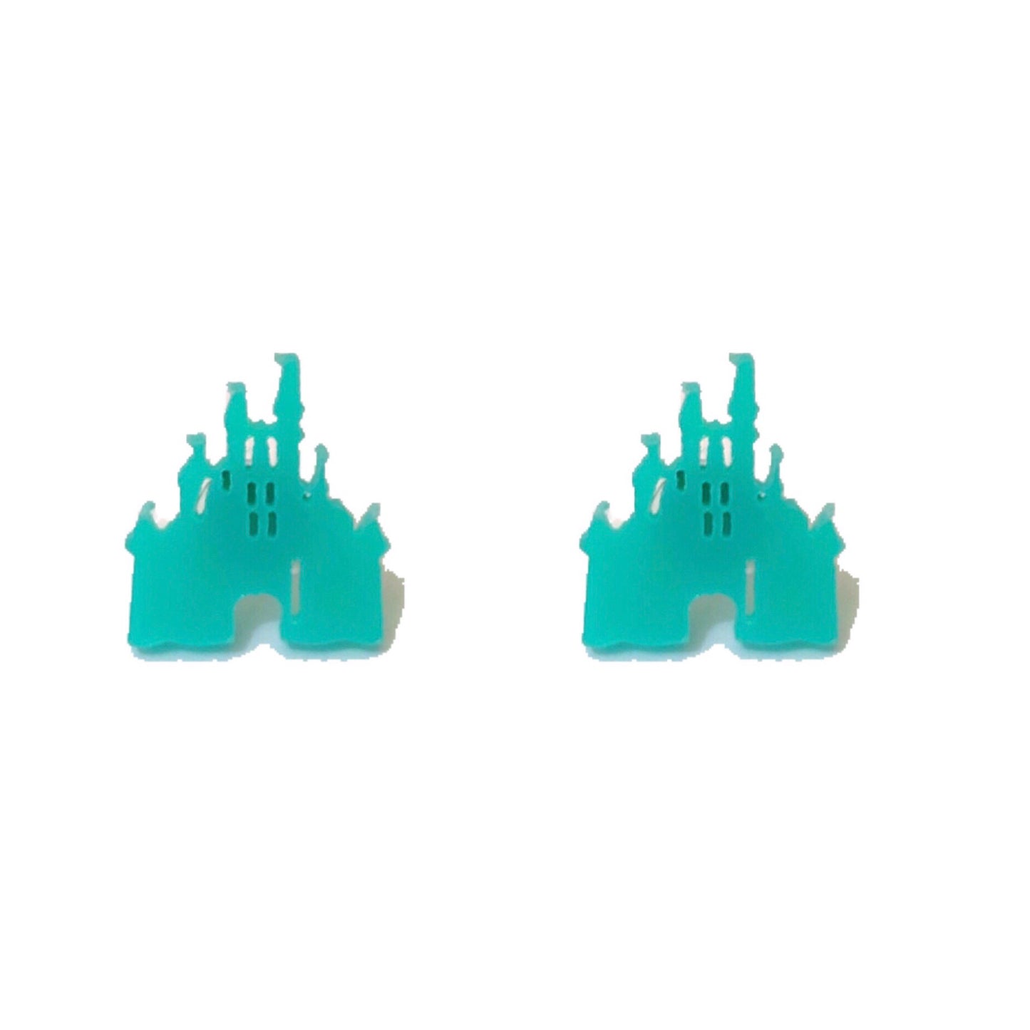 Aqua Mint Matte Castle Post Earrings