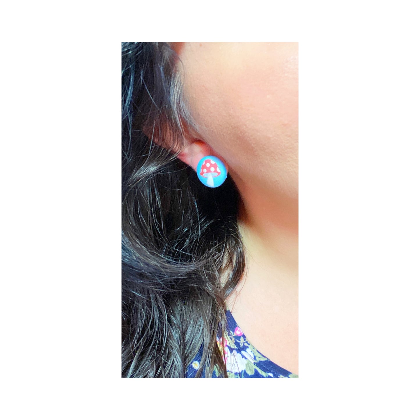 Mushroom Fabric Button Earrings
