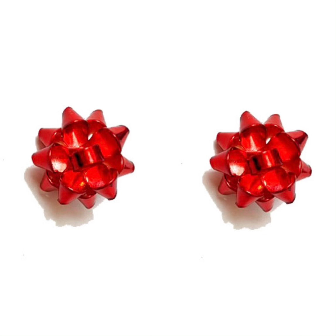 Red Metallic Christmas Bow Post Earrings