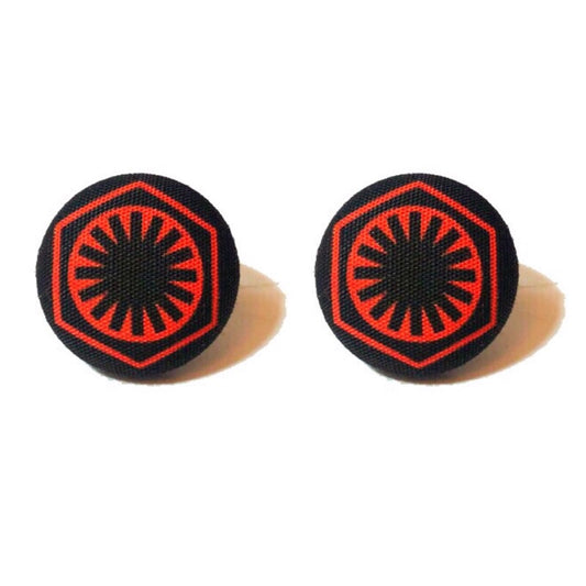 First Order Black Fabric Button Earrings