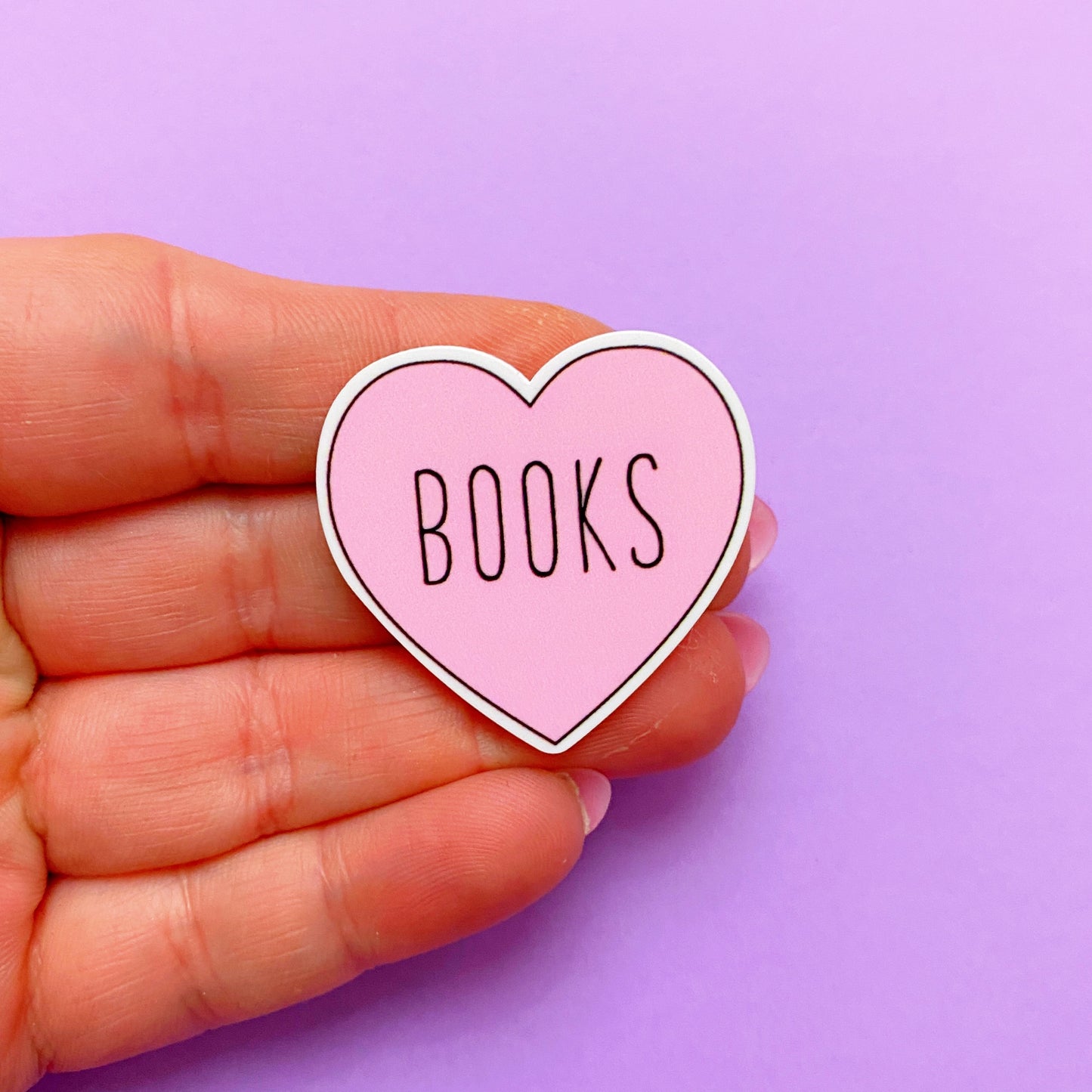 Books Pink Heart Acrylic Brooch Pin
