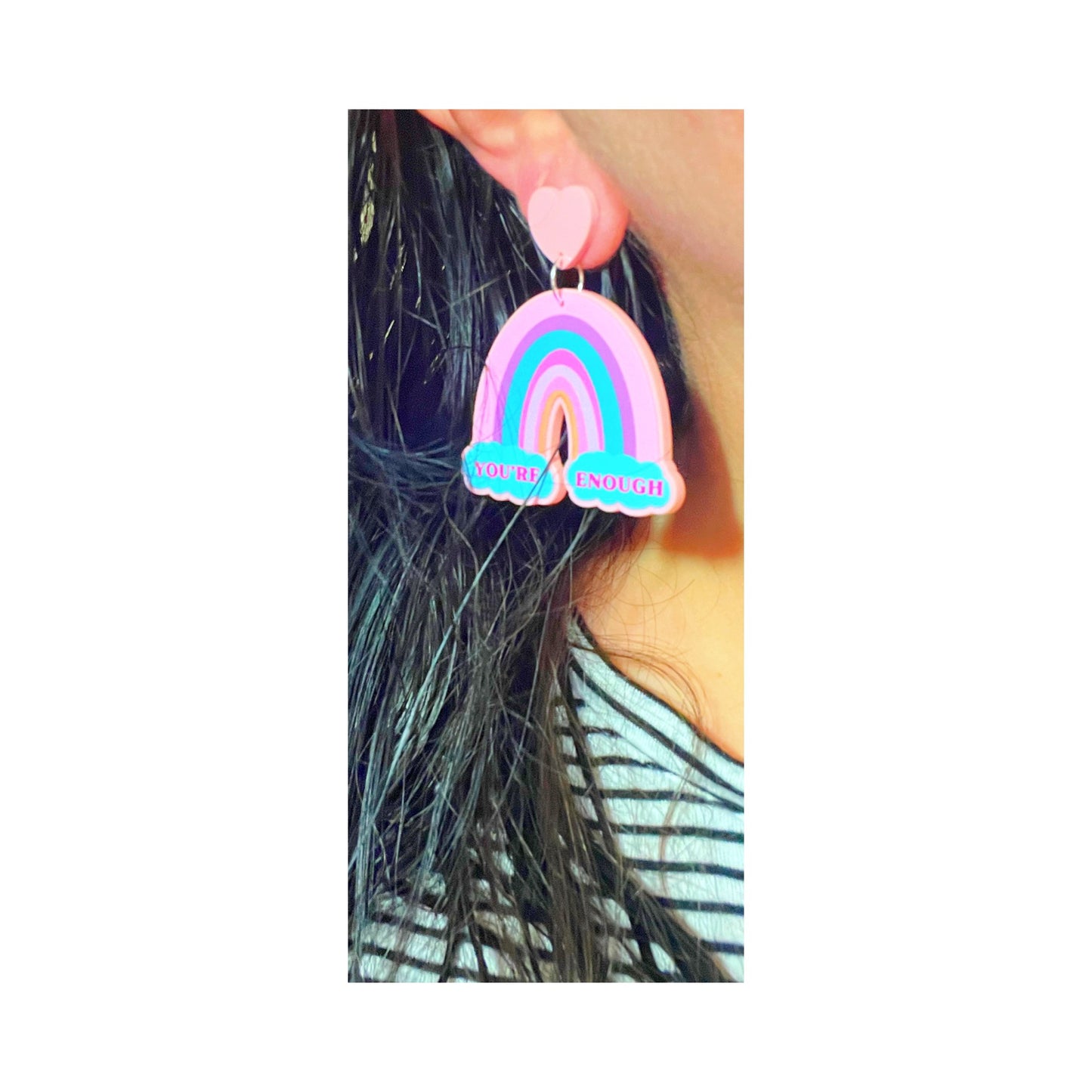 You’re Enough Rainbow Acrylic Drop Earrings