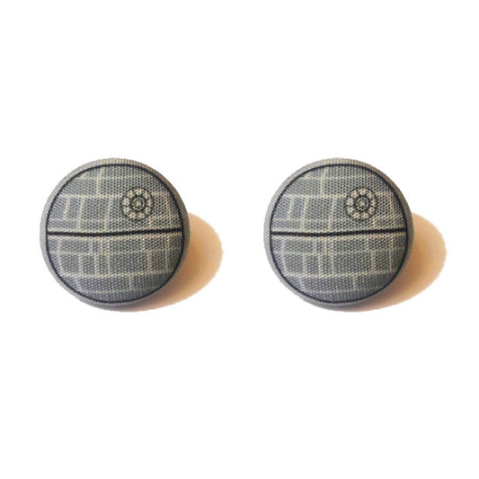 Death Star Fabric Button Earrings