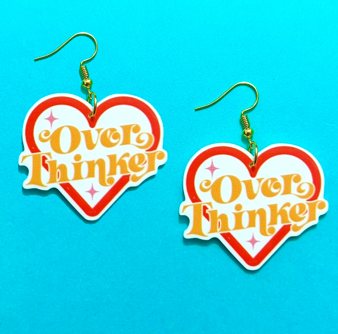 Overthinker Heart Acrylic Drop Earrings