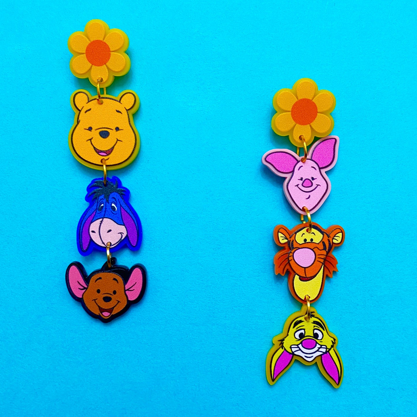 Pooh & Friends Inspired Tiered Acrylic Drop Earrings