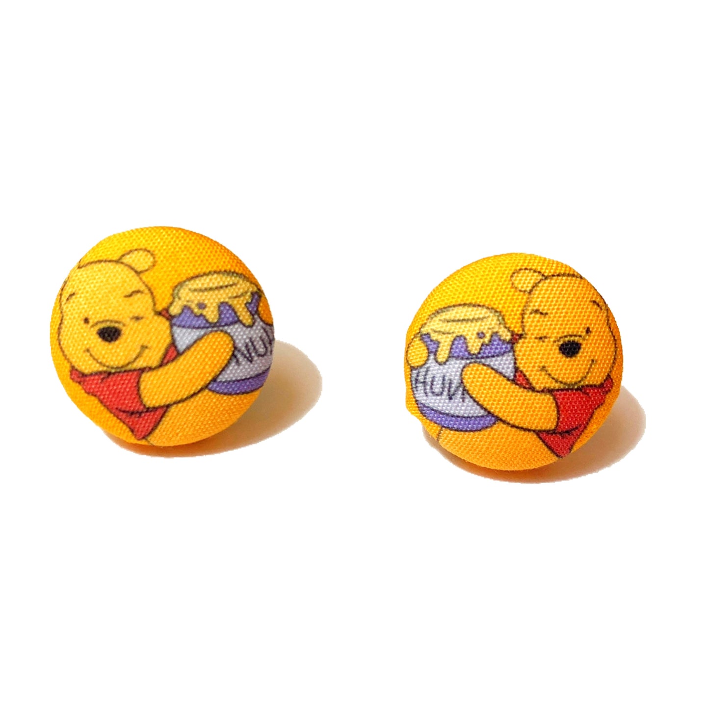 Pooh & Hunny Pot Fabric Button Earrings