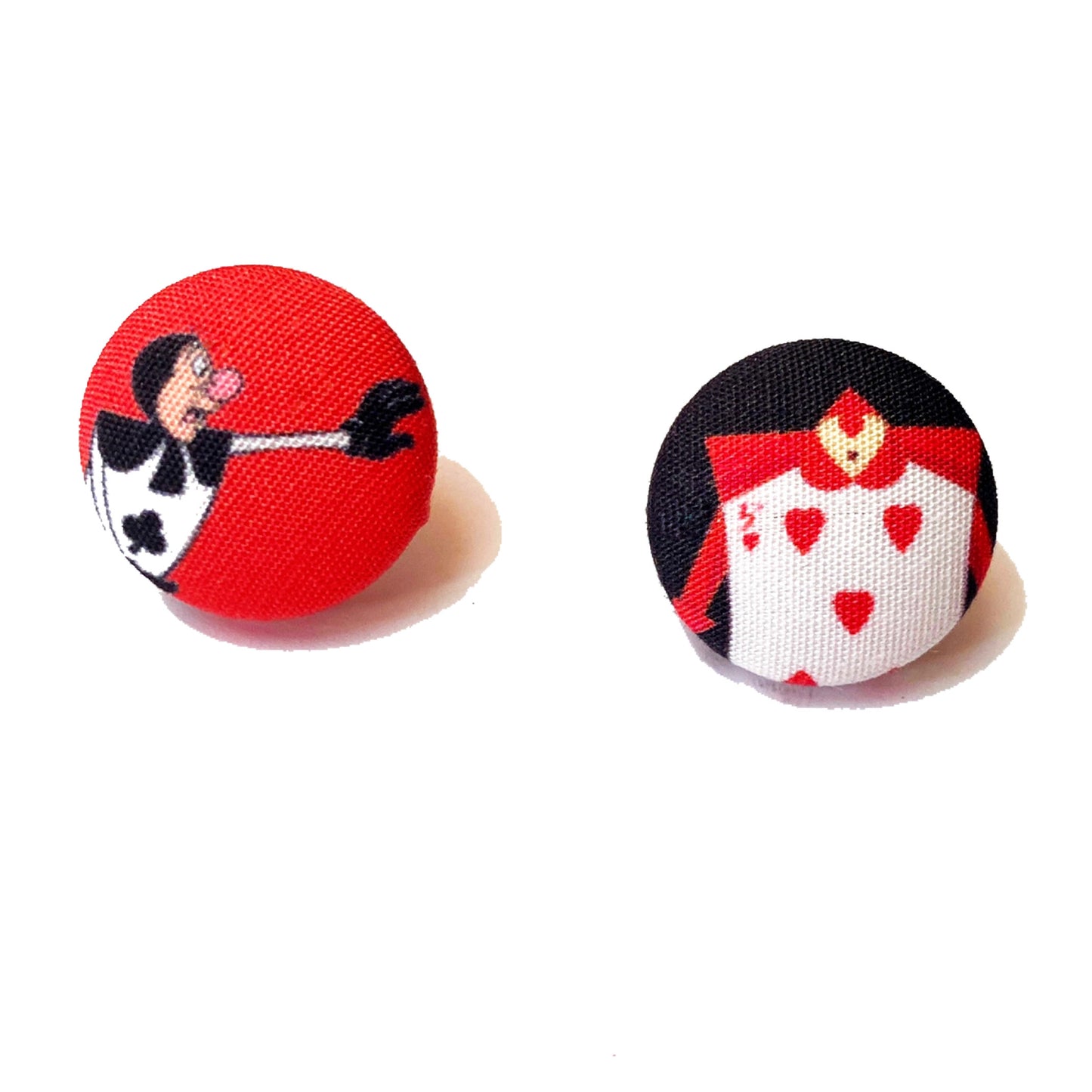 Playing Cards Fabric Button Earrings