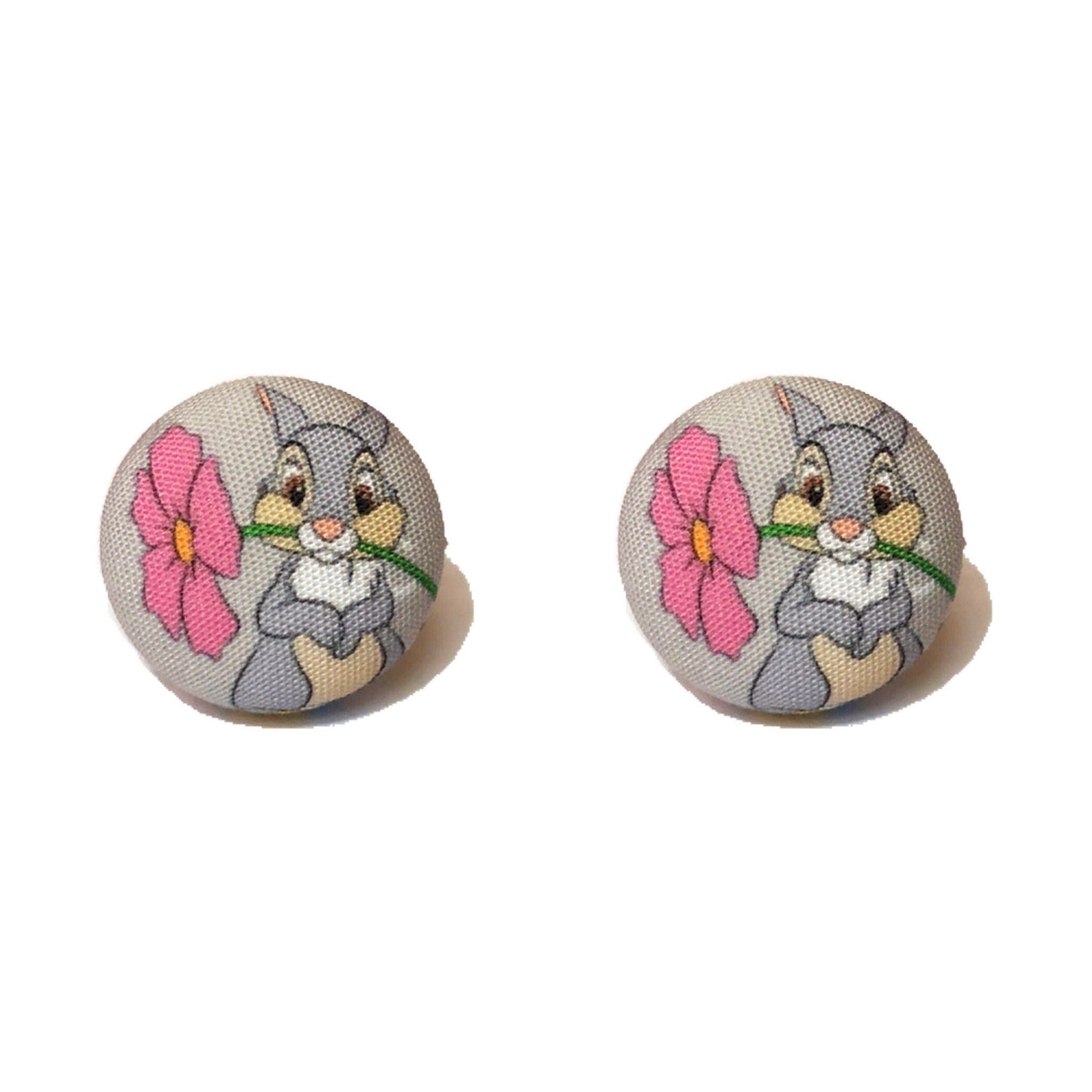 Thumper Fabric Button Earrings