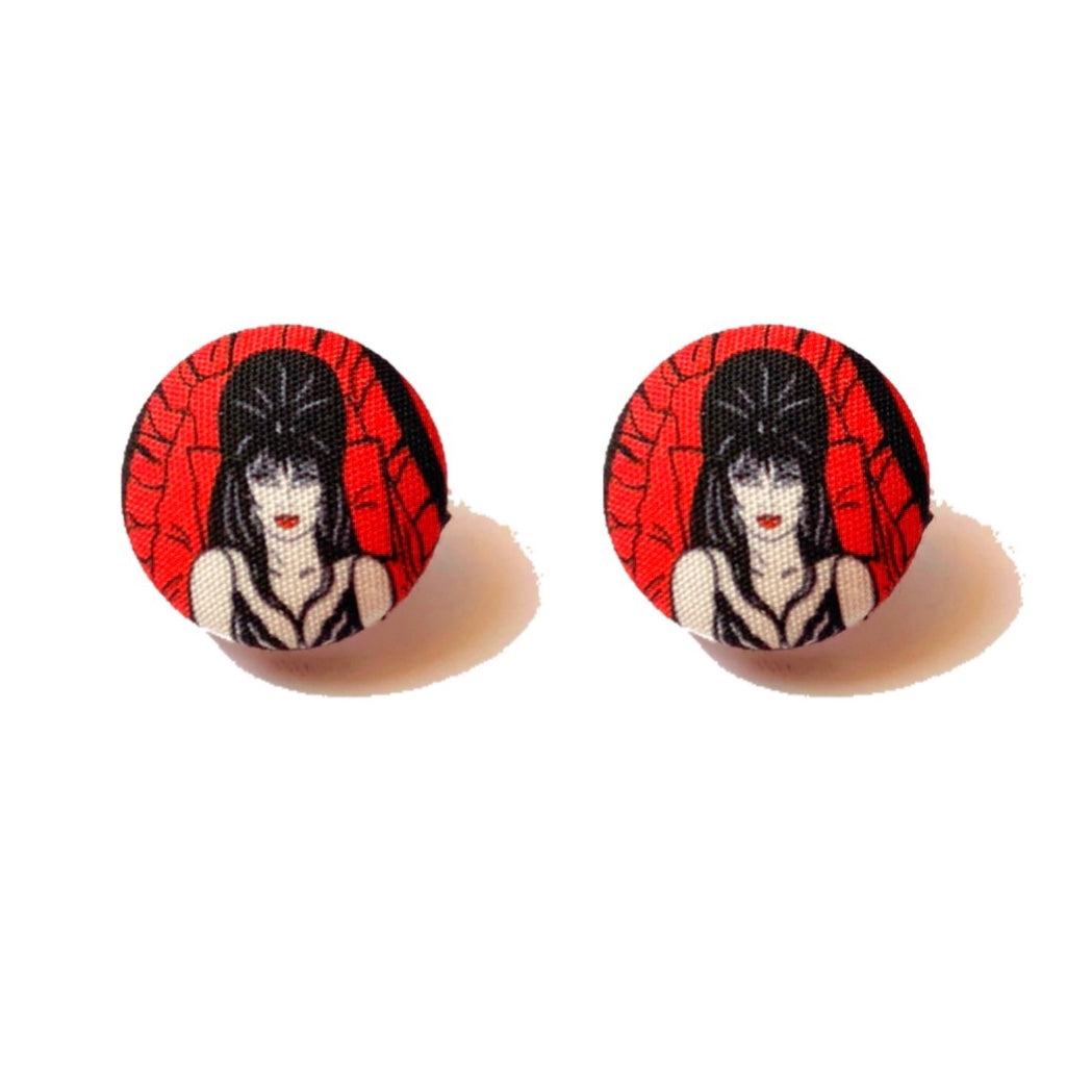 Elvira Fabric Button Earrings