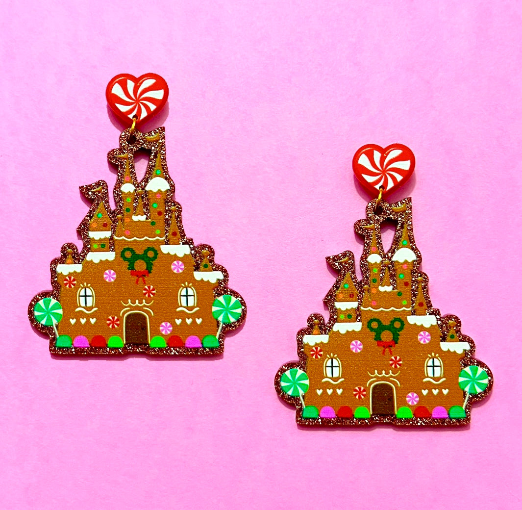 Gingerbread Castle Sparkle Drop Earrings