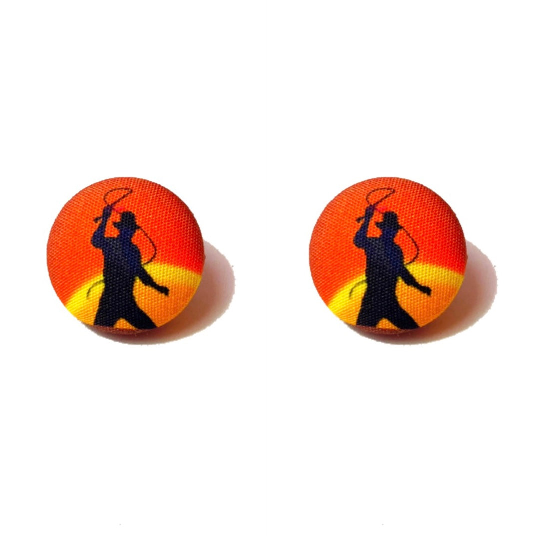 Indiana Silhouette Fabric Button Earrings