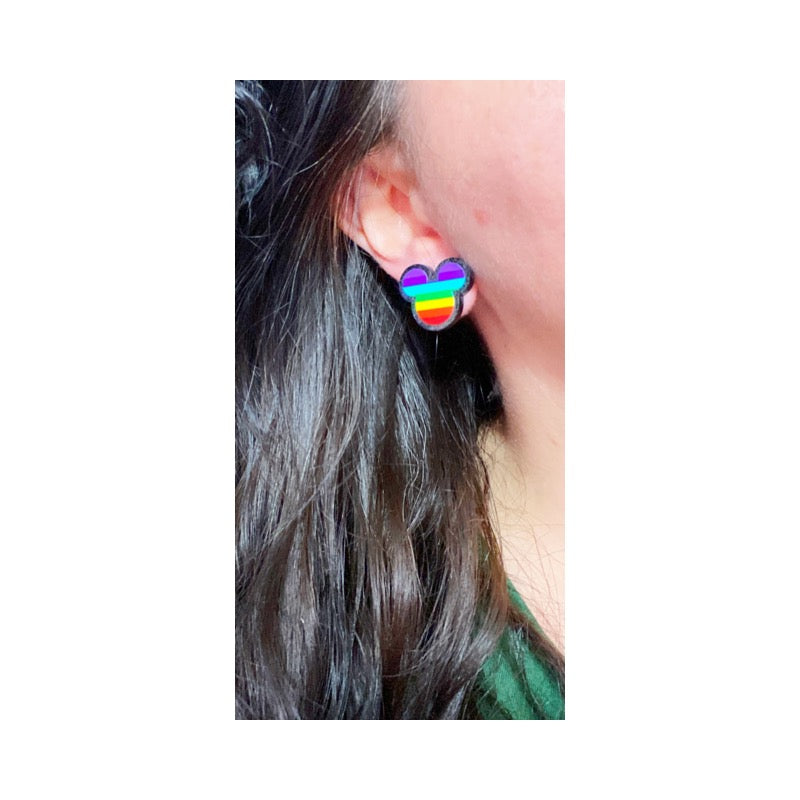 Mouse Rainbow Couple Post Earrings