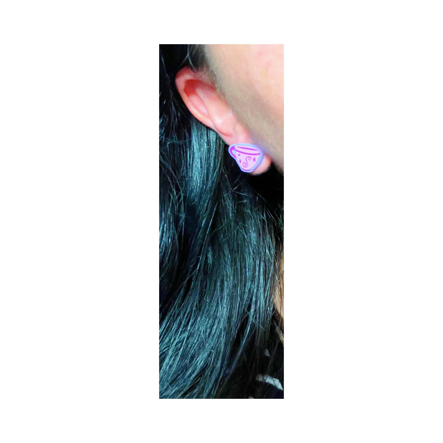 Purple Teacup Post Earrings