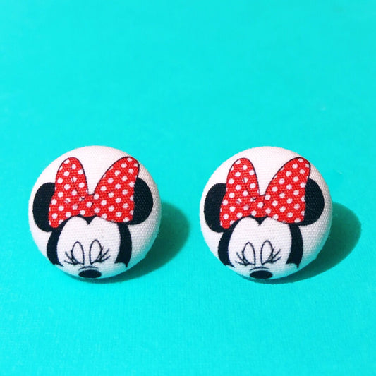 Rock The Dots Mouse Silhouette Fabric Button Earrings