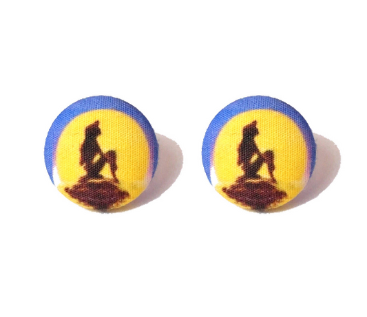 Part Of Your World Fabric Button Earrings