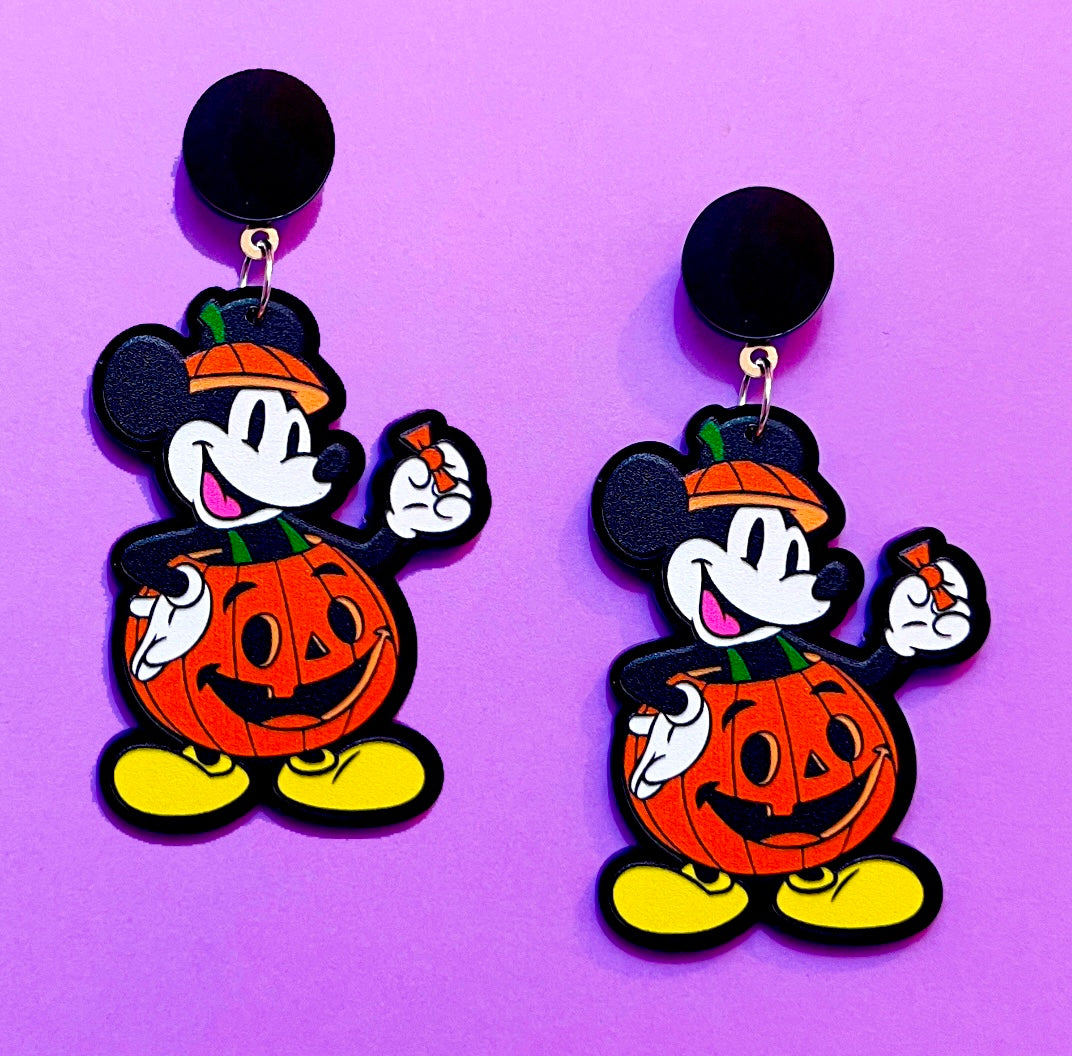 Retro Mouse Pumpkin Earrings