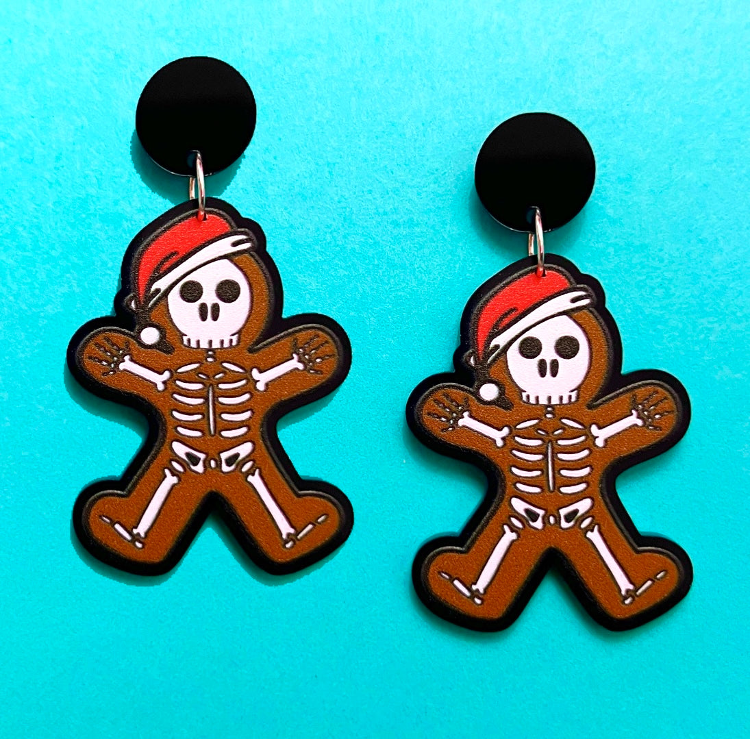 Skeleton Gingerbread Drop Earrings