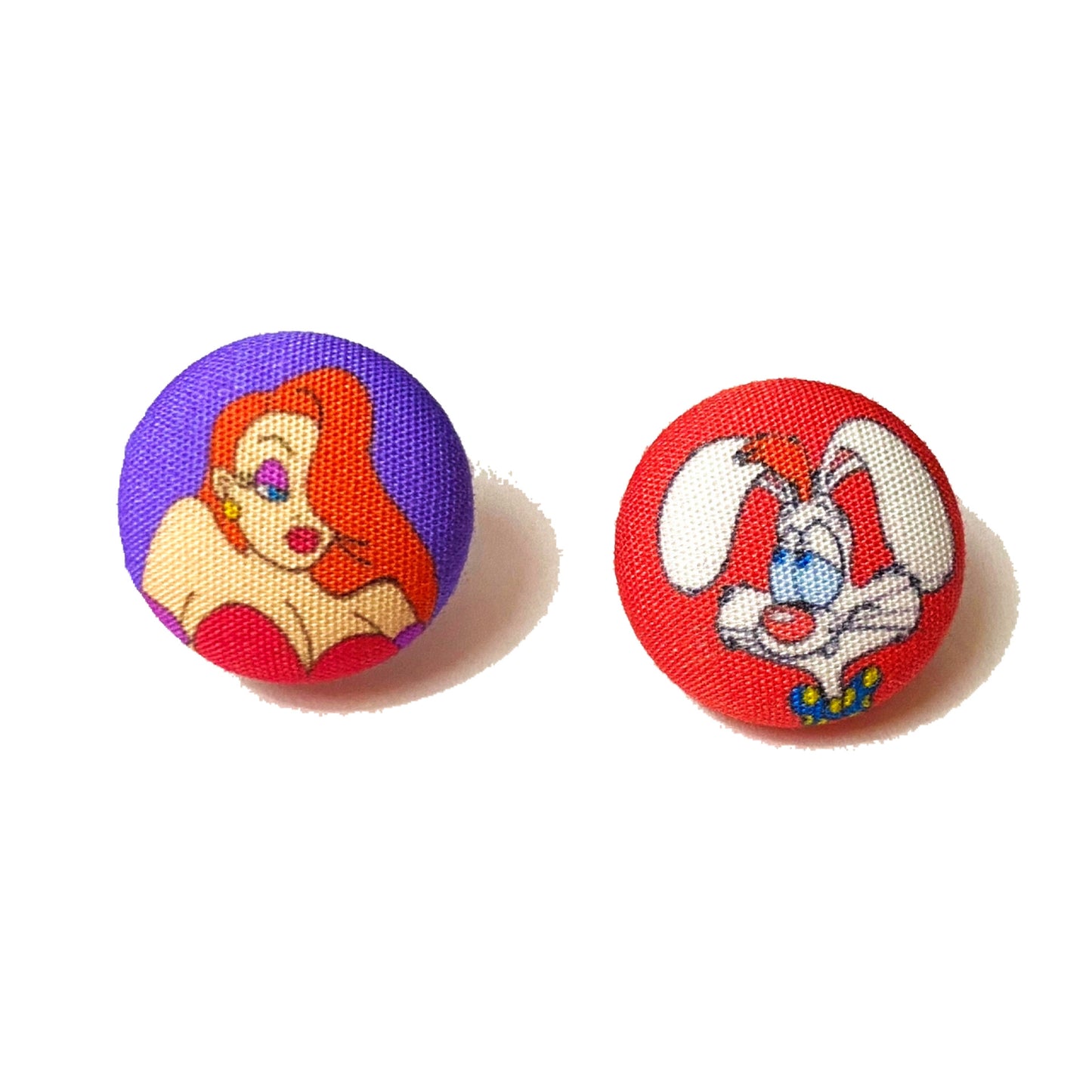 Roger & Jessica Fabric Button Earrings