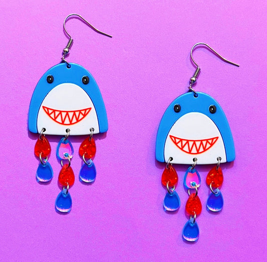 Great White Shark Inspired Acrylic Drop Earrings