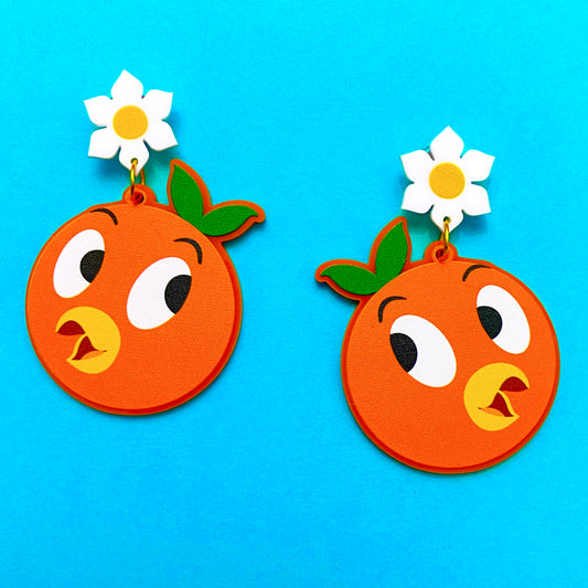 Orange Bird Acrylic Drop Earrings