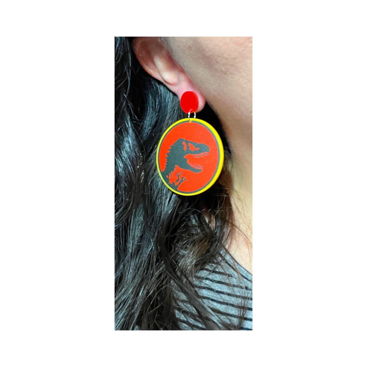 Jurassic Round Acrylic Drop Earrings