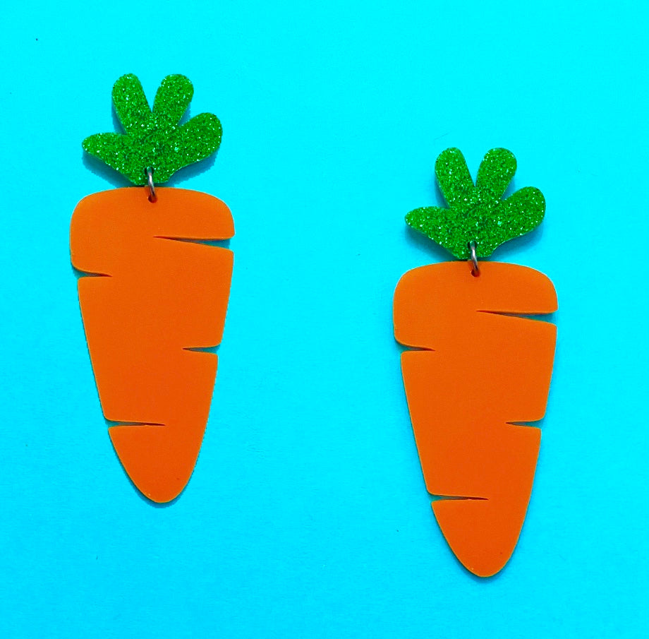 Carrot Sparkle Acrylic Drop Earrings