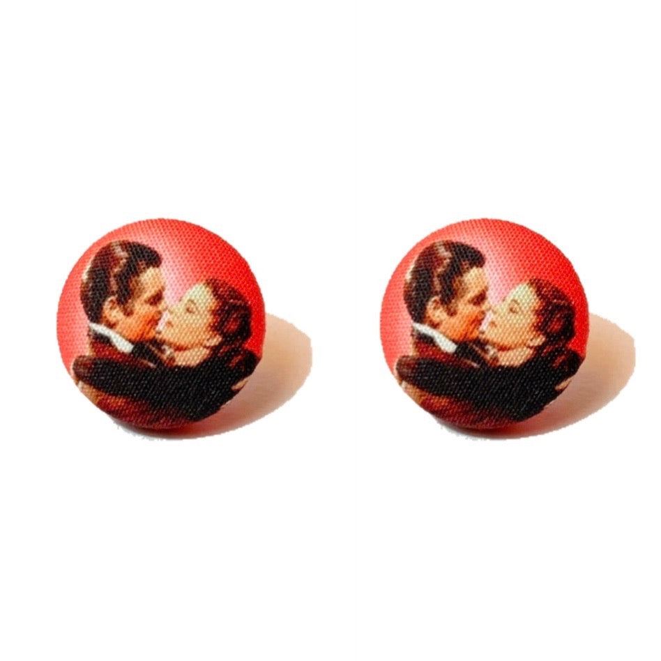 Scarlet & Rhett Fabric Button Earrings