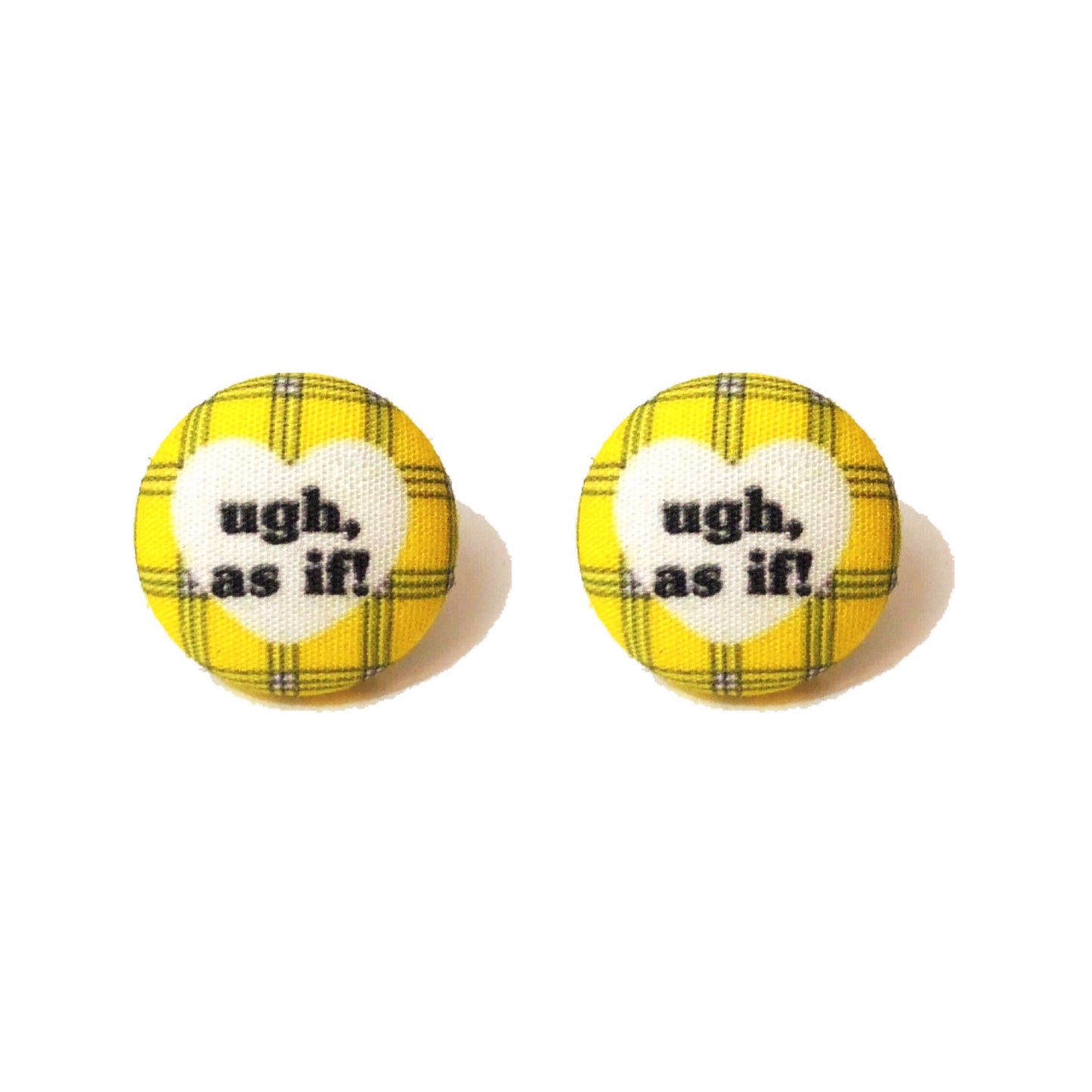 "As If" Plaid Fabric Button Earrings