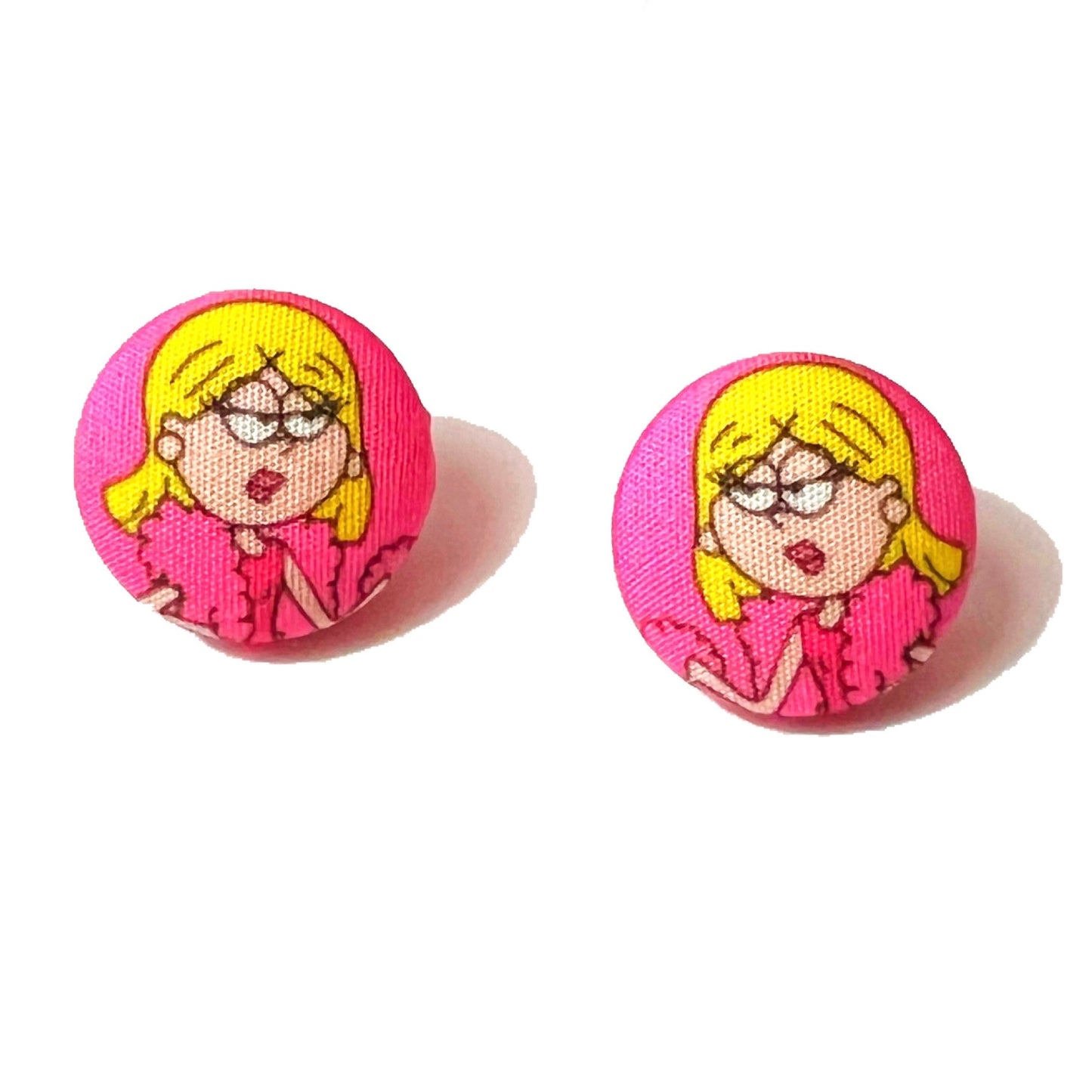 Lizzie Boa Fabric Button Earrings