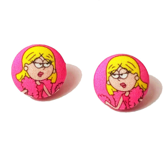 Lizzie McGuire Boa Fabric Button Earrings