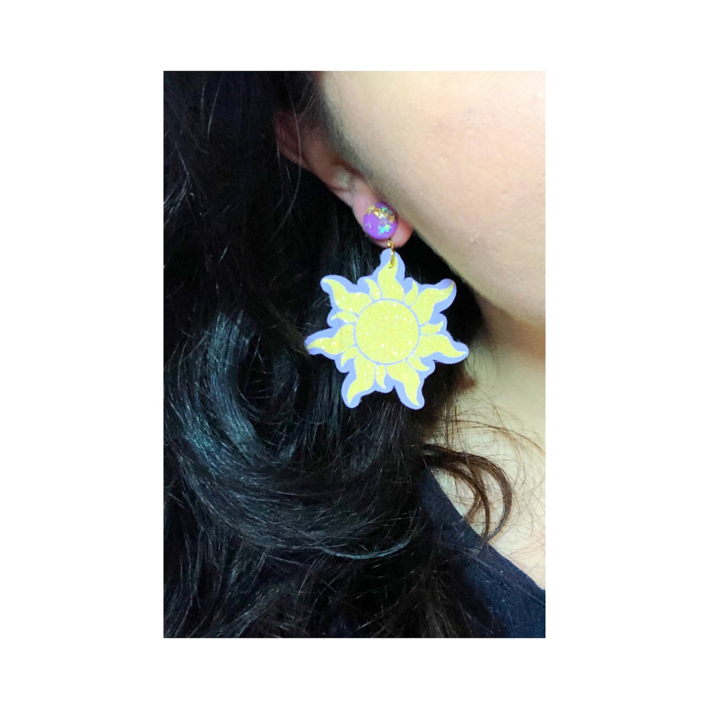 Pastel Glitter Tangled Sun Drop Earrings