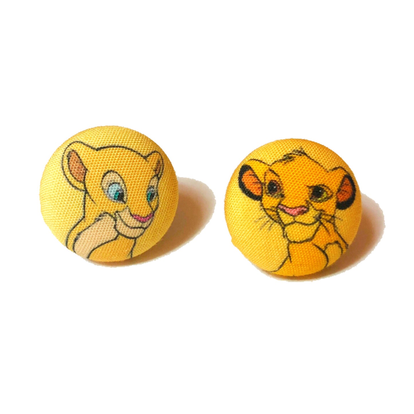 Nala & Simba Young Fabric Button Earrings
